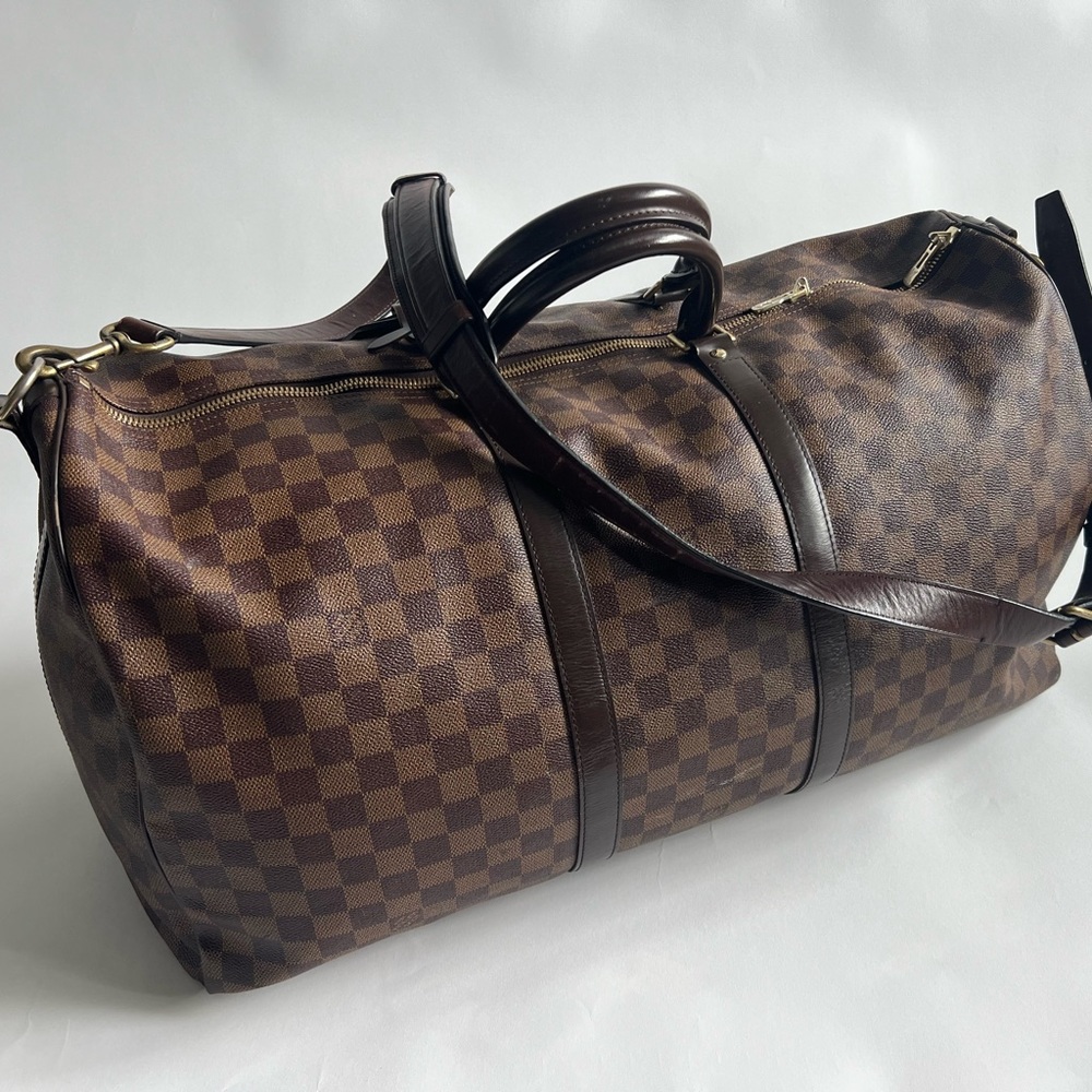 Louis Vuitton Keepall Bandouliere Bag - Damier Ebene 55